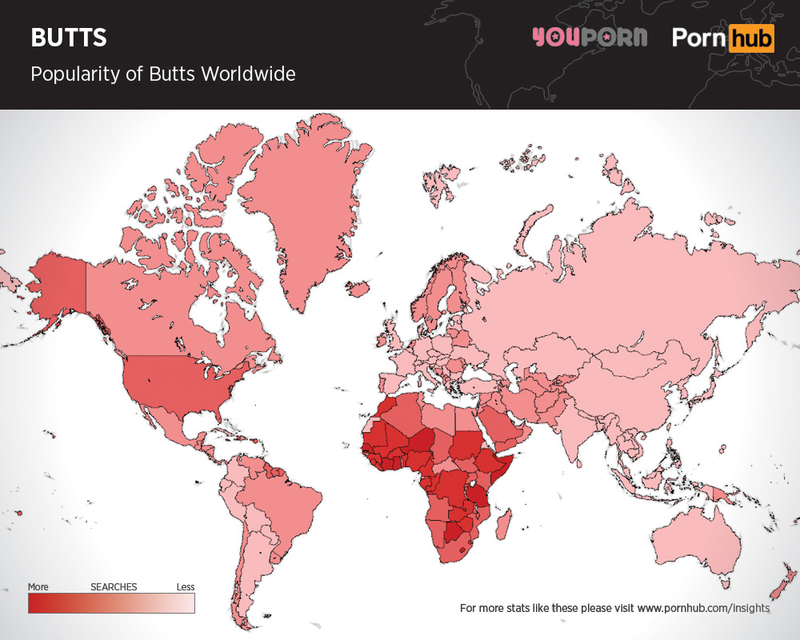 Illustration for article titled Maps show which body parts in porn are the most popular across the world